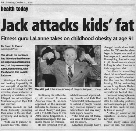 He still got it! LaLanne showing off his guns last year.